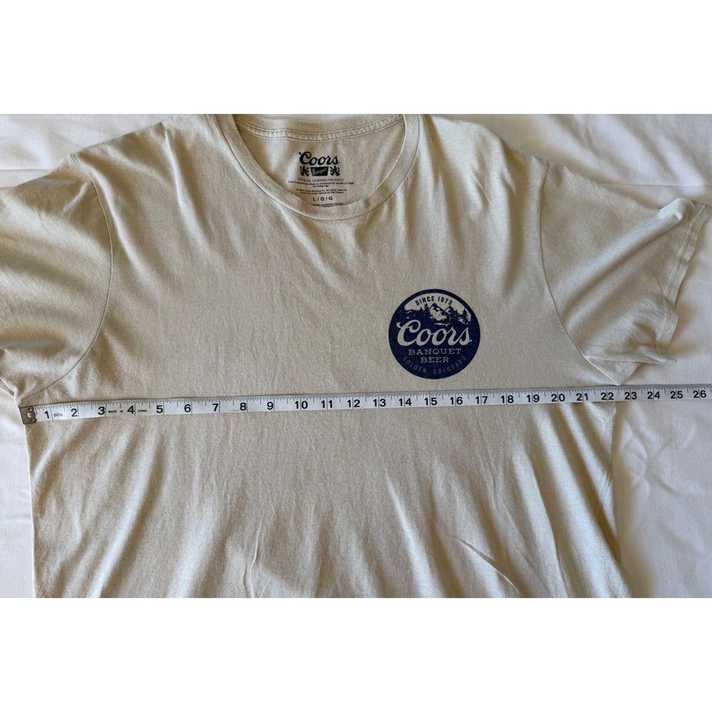 Coors Banquet Beer Graphic T-Shirt Mens Large Tan Short Sleeve Cotton - Picture 6 of 8